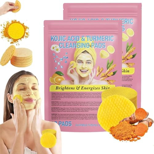 Micro&skin Kurkuma-Kojisäure-Pads, Kurkuma-Reinigungspads, Kojisäure- und Kurkuma-Reinigungspads, hilft Hautöl und Wasser auszugleichen, Porenreinigung (2 Box)