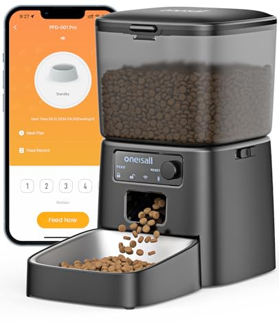 oneisall Automatic Cat Feeder, 2.4G WiFi Automatic Cat Food Dispenser with APP Control, 12 Cups/3.5L Automatic Pet Feeder for Dry Food, Timed Cat Feeder with Portion Control for 1-10 Meals/Day
