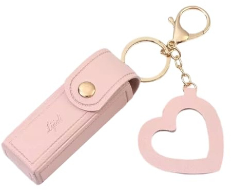 EUBUY PU Leather Potable Chapstick Holder Key Chain, Lipstick Holder