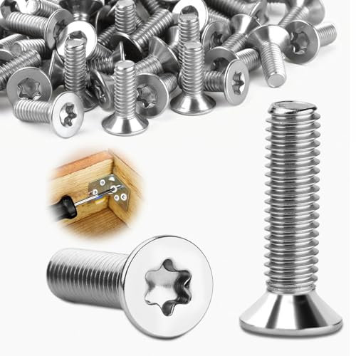 Mbsomnus 25 Pièces Vis Tête Fraisée M4x20mm Torx Vis M4 Acier Inoxydable A2 V2A Entraînement Torx/Hex Interne Plate Standard pour Bois, Meubles Intérieurs et Travaux Métalliques