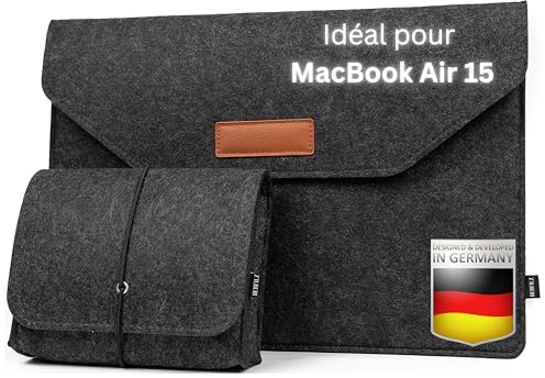 BergFilz® MacBook Air 15 Zoll & MacBook Pro 14 Zoll Hülle - Laptoptasche 14 Zoll für MacBook Pro M5/M4 & MacBook Air M4/M5 15 Zoll - MacBook Tasche mit iPad- & Zubehörfach, Laptop Hülle aus Filz