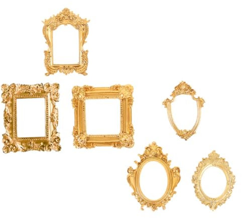 ibasenice 6stücke Teiliges Miniatur-fotorahmen Resin Goldene Vintage-dekoration Für Schmuckdisplay Und Fotorequisiten Für Cafés Und Wohnräume