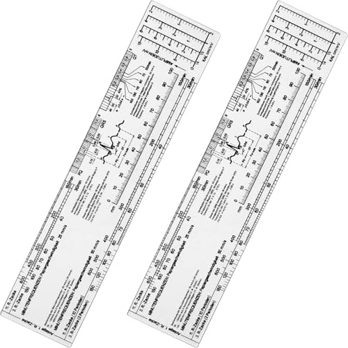 Lot de 2 règles ECG transparentes, règle ECG portable, règle en plastique, outil de mesure transparent ECG, outil de mesure