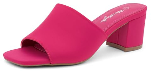Herstyle Low Block Heels for Women – Slip-On Mules, Square Open Toe 2.5 Inch Comfort Chunky Heeled Sandals, Trendy 2025 Casual Dress Pumps Shoes for Party, Wedding & Office