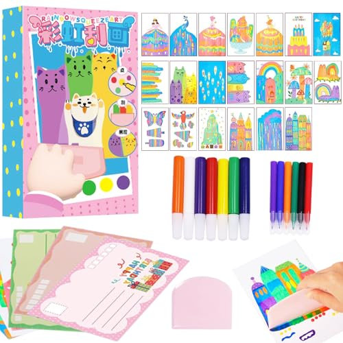 Kratzbilder Set, 35 Stück Regenbogen Kratzkunst - DIY Scratch Art für Mädchen und Jungen