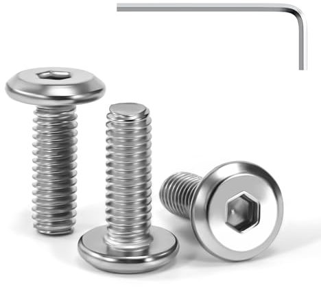 Tunejoy Viti a Testa Piatta M4 x 12 mm Vite a Testa Esagonale Bulloni in Acciaio Inox A2 V2A Bulloni per Mobili con Chiavi a Esagono Filettatura Completa 30 Pezzi