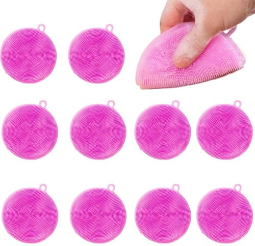 Estropajo para lavavajillas, de silicona, 10 cepillos exfoliantes de silicona, multiusos y eficientes, para el hogar