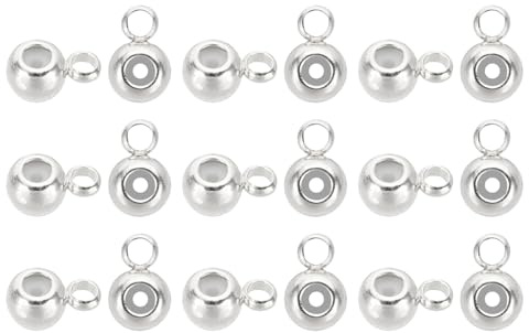 PATIKIL 40 cuentas espaciadoras de posicionamiento de tope, 5 mm, de metal, sueltas, ajustables, cuentas redondas con bucle para pulseras, collares, joyas, manualidades, tono plateado
