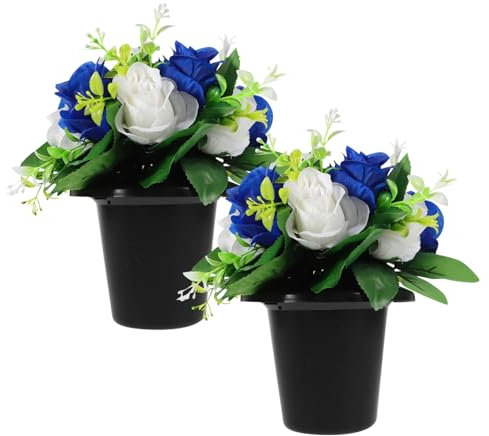 TOYANDONA Künstliche Friedhof Blumen Strauß Mit Vase Realistisch Aus Seide Kunststoff Leichter Grab Dekoration Eimer Grabschmuck Für Friedhof Grabstein Qingming Festival