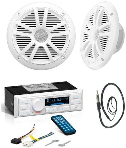 KIT SET PER BOSS AUDIO SYSTEMS MCK500UAB 1 kit con autoradio MR500UAB AM/FM bluetooth, una coppia di altoparlanti MR6W da 16,5 cm 6,5 90 watt rms 180 watt max, una dipole antenna MRANT10, 1 kit