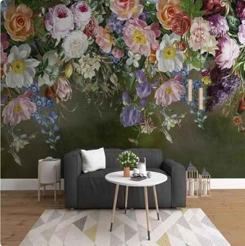 Handgemalte Retro Stereo Mehrfarben Blume 3D Tapeten Tapete Luxus Home Esszimmer Fototapete Effekt Wohnzimmer Schlafzimmer Kinderzimmer-150cm×105cm
