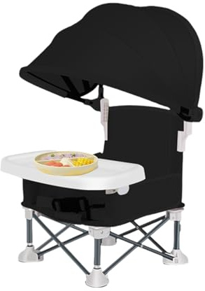 Faltbarer Baby-Esszimmerstuhl | Reise-Kleinkindsitz mit Tablett zum Essen | Faltbarer Fütterungssitz mit Sonnendach für Baby, Zuhause, Reisen, Camping, Picknick, Rasen,
