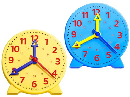 Children's Clock Set – Dual 24-Hour Demonstration Clocks (10cm) for Teaching Time to Young Learners