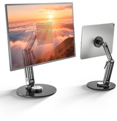 Jakeko Vesa - Soporte magnético portátil para monitor, textura premium, llave integrada de aluminio, soporte fuerte y estable de hasta 2 kg, soporte giratorio grande para tablet iPad de 18.5 pulgadas