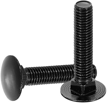 QUARKZMAN 10Pcs Boulons À Tête Ronde Et Collet Carré, M10 x 50mm Acier Inoxydable 18-8 (304) Vis À Tête Ronde Collet Carré Finition Oxyde Noir Pour Accessoires De Fixation - Noir