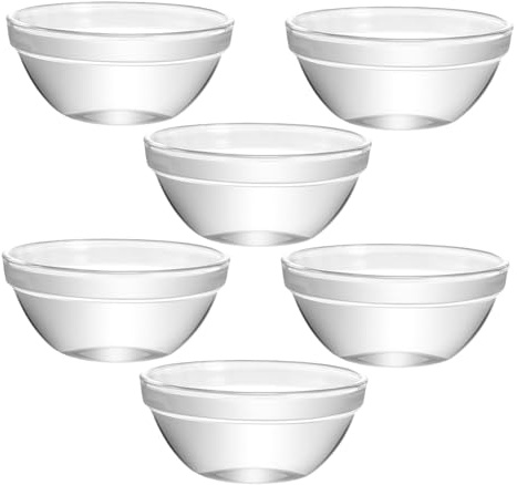 TOYANDONA 6 pièces Lot de Bols Verre Transparents pour Desserts Bols Ronds Modernes Empilables pour Pudding Gelée Salade de Fruits et Céréales Récipient Alimentaire Micro-ondes Set Pratique
