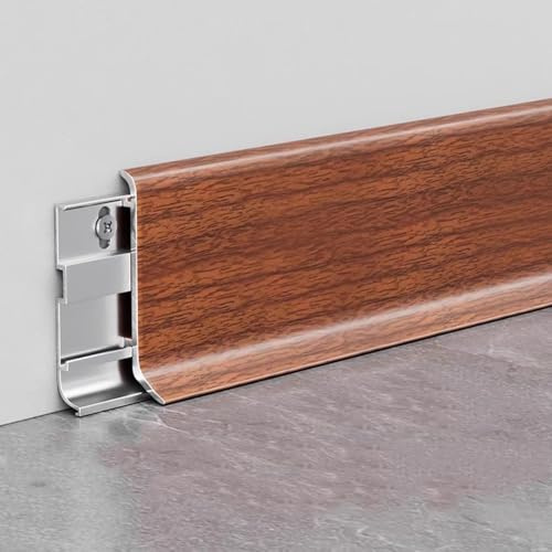 4 Pcs Solid Wood Grain Aluminum Alloy Baseboard, 125cm Length 49.21in Aluminium Skirting Board Covers Easy to Install & Clean for Floors, Wall Base and More(I)