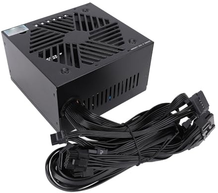 BONKZEBU Alimentation ATX 600W en Alliage D'aluminium, Bloc d'alimentation Actif Haute efficacité avec Contrôle Thermique Intelligent pour PC de Jeu et Ordinateurs de Poste de Travail