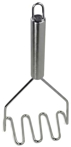 MIJOMA Presse-purée ondulé en acier inoxydable - Presse-purée et presse-légumes avec poignée ergonomique - Passe au lave-vaisselle et inoxydable - Ustensile de cuisine de qualité supérieure