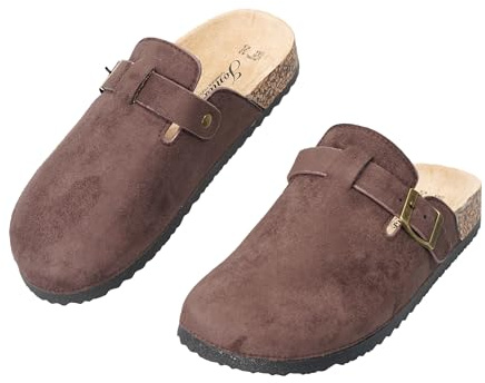 JOMIX Sabot Scamosciati Ciabatte Donna Suola in Sughero Punta Sigillata Primavera e Estate Scelta Confortevole WCT250036-27, Marrone Scuro, 37 EU