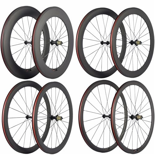 Generisch 700C Carbon Rennrad Laufradsatz 38/50/60/88mm Drahtreifen Basalt Bremsfläche Fahrradteile(Clincher_38MM_23MM)