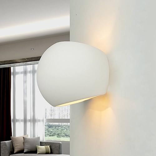 Gips Wandleuchte Weiß bemalbar rund Kugel E27 Wandlampe Up Down Licht Wohnzimmer Flur Schlafzimmer