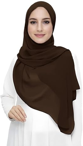 Lina & Lily Damen Muslim Premium Chiffon Hijab Kopftuch Schal aus Leicht Stoff (Dunkebraun)