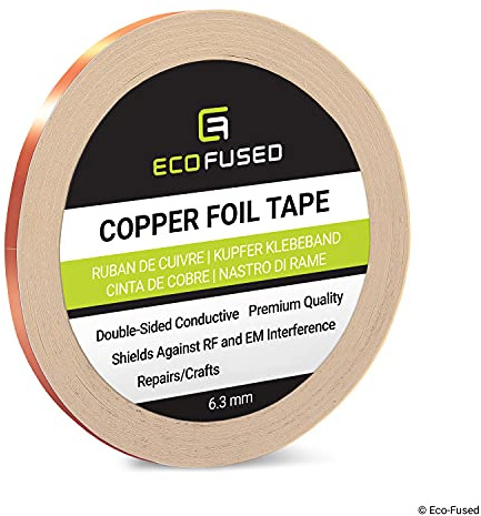 Ruban adhésif en cuivre de qualité supérieure - Conducteur à double face - 0,25 po (6,3 mm) - Protection contre les interférences EM et RF, Circuits papier, Réparations électriques, Mise à la terre
