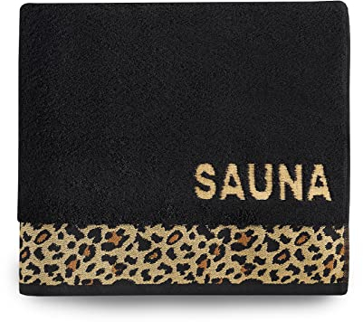 Class Home Collection Saunahandtuch 80x200 Saunatuch mit Bordüre 80 x 200 cm aus 100% Baumwolle Leopard