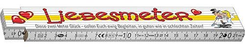 Schaeffer-Marketing (51003) Liebesmeter - ZOLLSTOCK, witziger 2m Zollstock als Hochzeitsgeschenk und einem einzigartigen Jubiläums-Kalender, Gliedermaßstab für Handwerker und Handwerkerinnen