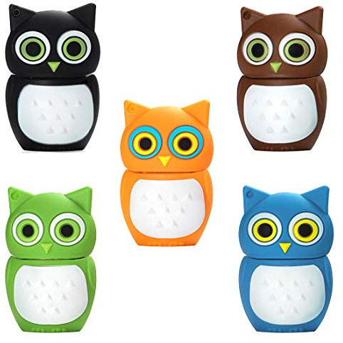 USB-Stick 16GB Packung mit 5 Stück, BorlterClamp Speicherstick mit Niedliches Eulenmuster, Geschenk für Studenten und Kinder