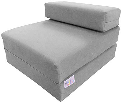 MyLayAbout Kids Z Bed - Memory Foam Chair bed & Fold up Mattress | Available in 11 colours. Perfect for childrens sleepovers, reading corners or gaming. (Silver-Grey)