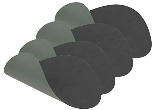 Lind DNA - Tischset Curve L Double, Cloud anthrazit/Nupo pastellgrün (4er-Set)