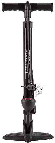Ventura Unisex – Bomba de pie para Adultos, Acero Negro, con manómetro, con Cabezal Universal de Doble Bomba, con Adaptador para colchón de Aire y Aguja