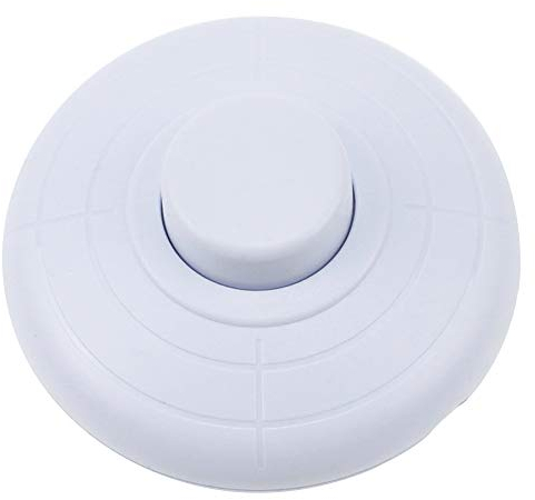 LbsAMP 1 Pezzi Interruttore a Pedale Rotondo 250V/2A in Linea Interruttore Intermedio 2 o 3 Fili Interruttore Pavimento per Lampada da Terra Lampada da Tavolo Plafoniera Ø65mm x 28mm - Bianco