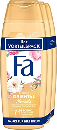 Fa Pflegendes Duschgel Oriental Moments mit dem zarten Duft von Wüstenrose & Sandelholz 3er, (3 x 250 ml )