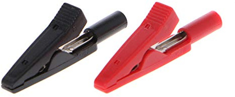 LIJUN 2 Piezas de Pinza de cocodrilo aislada 2 mm Banana Hembra Adaptador medidor sonda de Prueba Negro Rojo