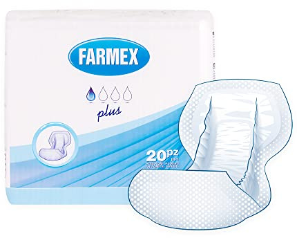 Farmex - Windeln für Erwachsene fūr Inkontinenz - Windelförmige Saugfähigkeit PLUS - TNT saugfähig, latexfrei, atmungsaktiv und hypoallergen - zart auf der Haut - 20 Stück