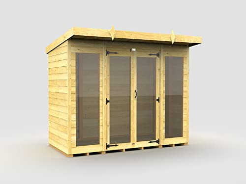 Total Sheds 8x4 Long Glass Pent Summer House Double Doors Fast 2-5 Days Delivery Anywhere In The U.K