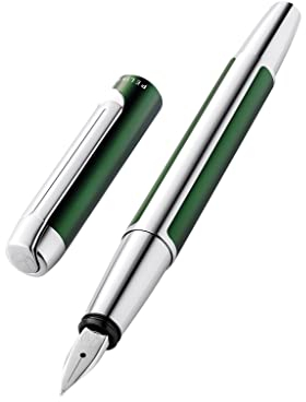 Pelikan Füllhalter Pura P40, Waldgrün, Feder F (fein), hochwertiger Patronenfüller im Geschenk-Etui, 822848