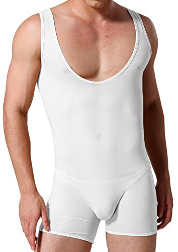 Caxndycing Herren Body Tank Top Weste Sportbody Unterhemd Einteiler Bodysuit Sexy Durchsichtige Nachtwäsche Sportswear Unterwäsche Gymnastikanzug Sport Body Shirt Hemd Weste M-XL