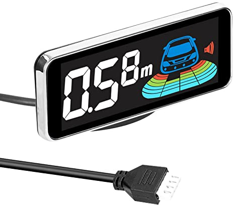 KKnoon Car Parking Sensor Rear Reversing Radars System with 8 Parking Sensors Distance Detection LCD Distance Display Sound Warning Buzzer, 4pcs Probe, Black