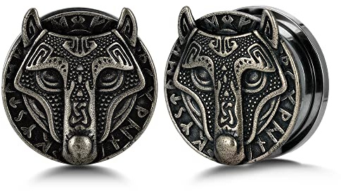 ERKUOO 2 dilatadores de oreja de cabeza de bala, túneles de tornillo de acero inoxidable, dilatadores de carne de oreja, dilatadores de cuerpo, joyería de 0 a 1 pulgada (8 mm-25 mm), 00g=10mm, Metal