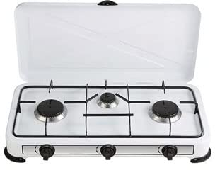 ELETTROFERROITALIA Minerva 3 - Fornello a Gas 3 Fuochi, Acciaio smaltato, Potenza 2.9Kw, 59.5 x 33.5 x 11 cm (BIANCO)
