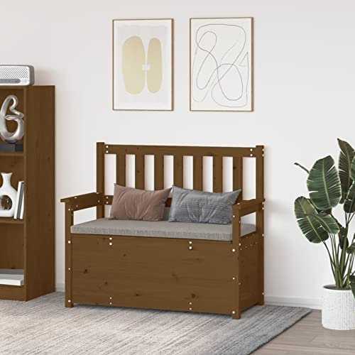 LAPOOH Sitzbank Honigbraun 112,5x51,5x96,5 cm Massivholz Kiefer, Flur Möbel, Sitzbank Esszimmer, Bettbank, Flur Deko, Sitzhocker, Truhenbank, Schlafzimmer Möbel, Truhenbank