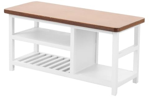 Abaodam Puppenhausmöbel Miniatur Computertisch 1:12 Puppenhauszubehör Kleiner Schreibtisch Holz Miniaturmöbel Modell Ob11 Walnuss Dekoration für Kleiner Haus