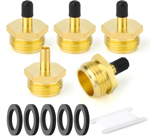 GASHER 5PCS 3/4 GHT Male Tank Valve Anti-Corrosion Brass Schrader Valve, Using with Air Compressor Tanks, NH-012S