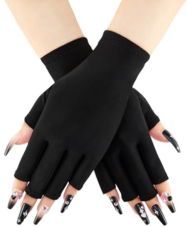 COOLJOB Gants hydratants pour mains sèches, Mitaines UV pour ongles en gel, Soins de la peau pour lampe à ongles, Noir (1 paire)