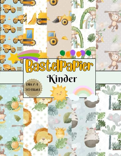 Bastelpapier Kinder: Buntes Bastelpapier A4 Muster | Mit 20 doppelseitige Seiten I Ideal für Scrapbooking, Basteln I Designpapier I DIY Karten | Dekoratives Bastelpapier