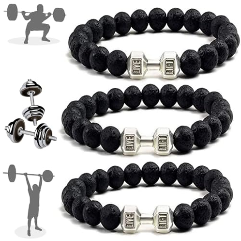 Oveallgo Pack of 3 Dumbbell Bracelets, Gym Bracelets, Gym Shackle, Dumbbell Bracelet, Weight Bracelet for Men, Dumbbell Bracelet, Metal